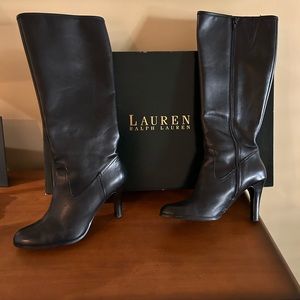 Lauren Ralph Lauren Bryce black zipped leather boots. Size 9 excellent condition